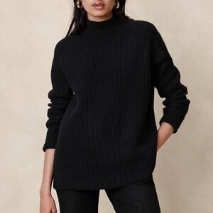 Maison Simons Icone Alpaca Blend Black Turtleneck Knit Sweater Sz M